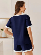 Ribbed Round Neck Top and Shorts Set - Trendsi - Flyclothing LLC