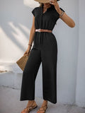 Perfee Notched Wide Leg Jumpsuit - Trendsi
