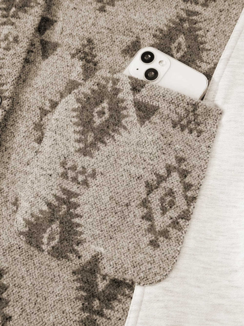 Western Aztec Print Color Block Patchwork Drawstring Hooded Shacket - Trendsi - Flyclothing LLC