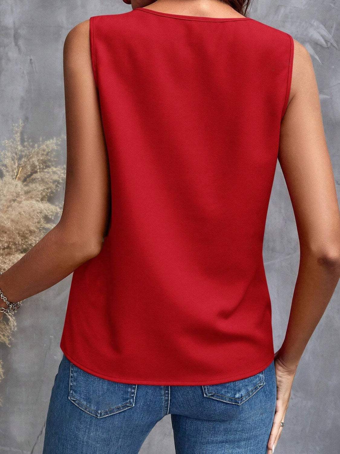 Ruffled V-Neck Tank - Trendsi - Flyclothing LLC