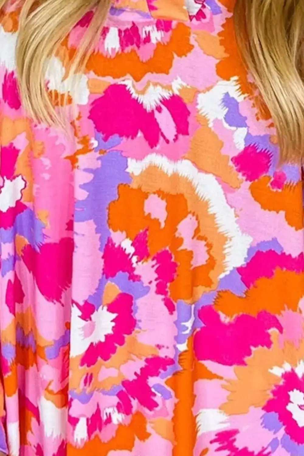 Printed Notched Long Sleeve Blouse - Trendsi - Flyclothing LLC