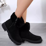 Side Zipper Fuzzy Boots - Trendsi - Flyclothing LLC