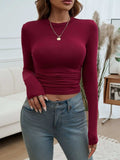 Round Neck Long Sleeve T-Shirt - Trendsi - Flyclothing LLC