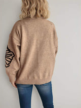 Flower Round Neck Long Sleeve Sweater - Trendsi - Flyclothing LLC