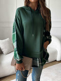 Devine Drawstring Plaid Long Sleeve Hoodie - Trendsi - Flyclothing LLC