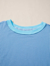 Twisted Rib Uneven Hem Drop Shoulder Loose Knit Top - Trendsi - Flyclothing LLC