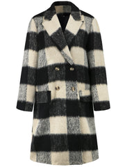 Plaid Double-Breasted Long Sleeve Coat - Trendsi
