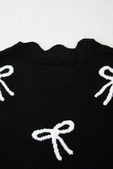 Bow Side Ties Scalloped Hem Cap Sleeve Sweater - Trendsi - Flyclothing LLC