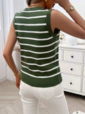 Striped V-Neck Knit Tank - Trendsi - Flyclothing LLC