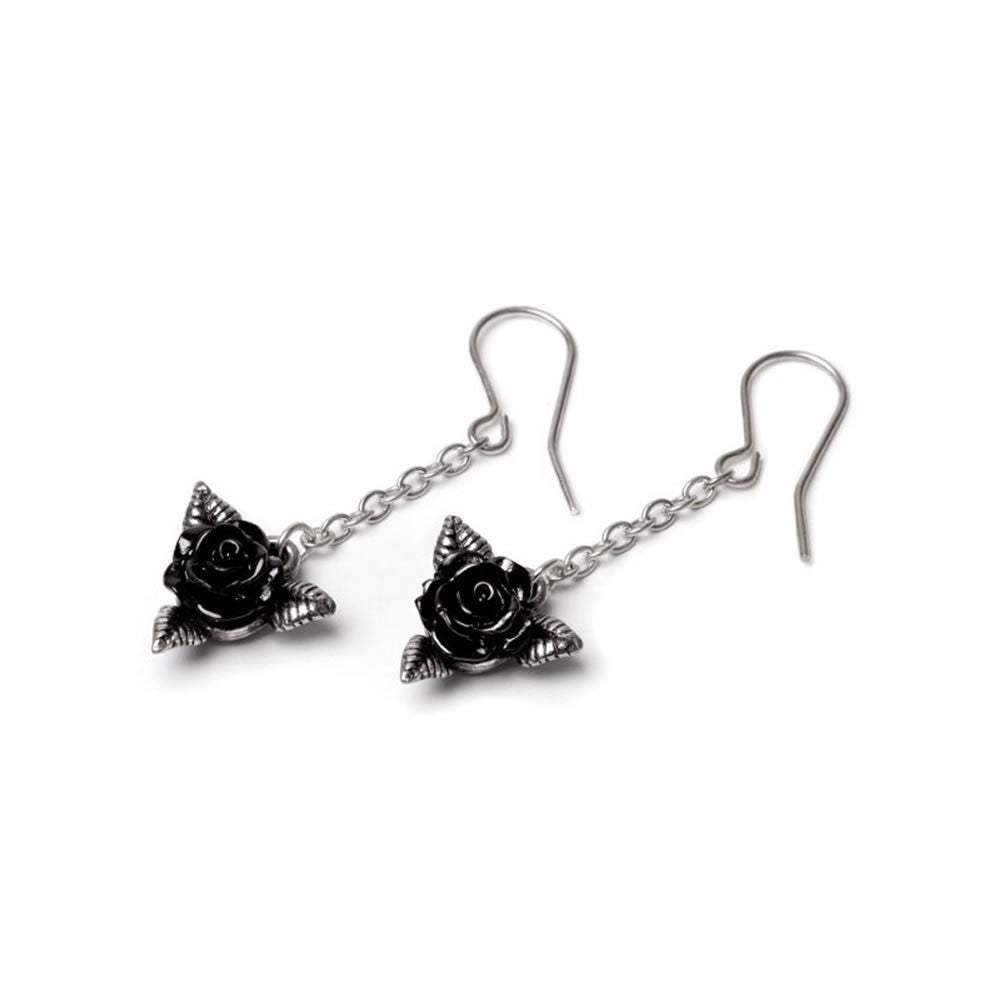 Black Rose Dropper Earrings - Alchemy of England - Flyclothing LLC