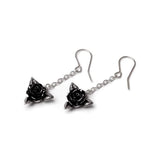 Black Rose Dropper Earrings - Alchemy of England - Flyclothing LLC
