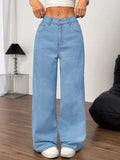 Embroidered Bow Back Wide Leg Jeans - Trendsi - Flyclothing LLC