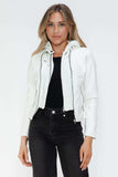 Snobbish Faux Leather Zip Up Drawstring Hooded Jacket - Trendsi - Flyclothing LLC