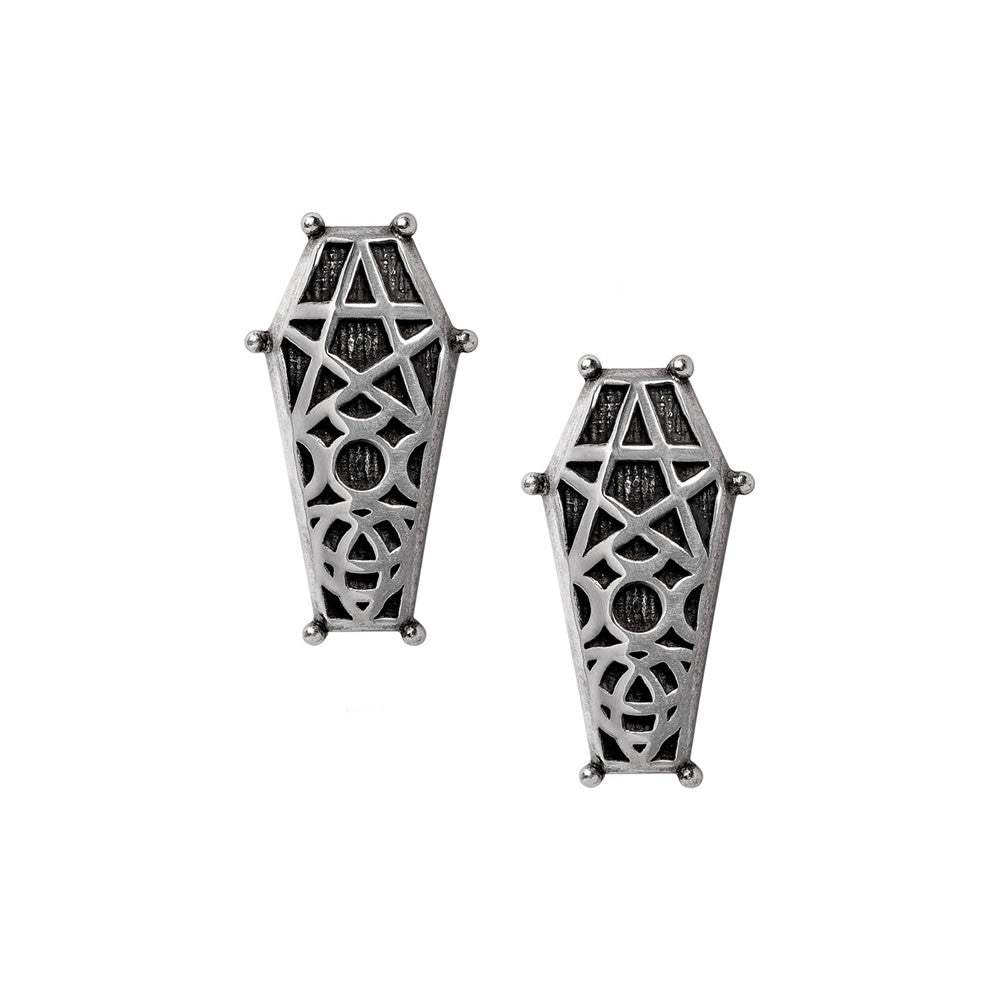 Hex Coffin Stud Earrings - Alchemy of England - Flyclothing LLC