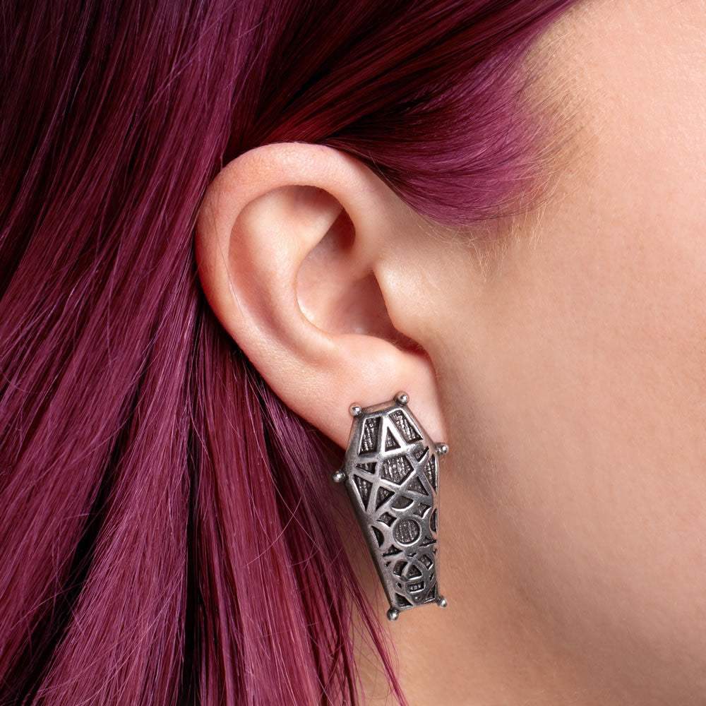 Hex Coffin Stud Earrings - Alchemy of England - Flyclothing LLC