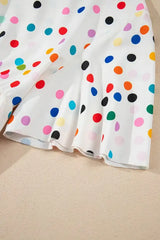 Polka Dot Short Sleeve Tiered Ruffled Babydoll Blouse - Trendsi - Flyclothing LLC