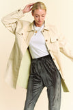 Davi & Dani Faux Leather Button Up Jacket with Chest Pockets - Trendsi