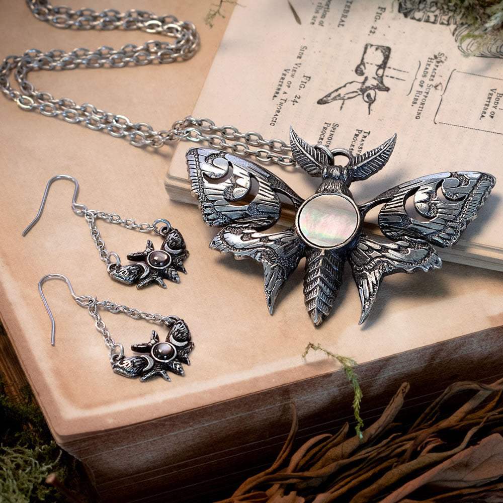 Lunar Moth Dropper Earrings