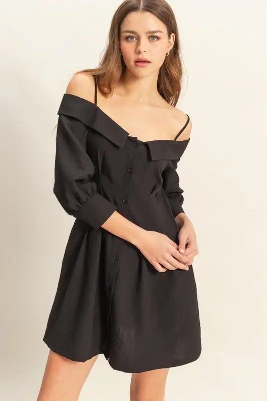 HYFVE Button Down Spaghetti Strap Mini Dress with Pockets - Trendsi - Flyclothing LLC