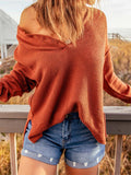 Button Detail Long Sleeve Knit Top - Trendsi - Flyclothing LLC