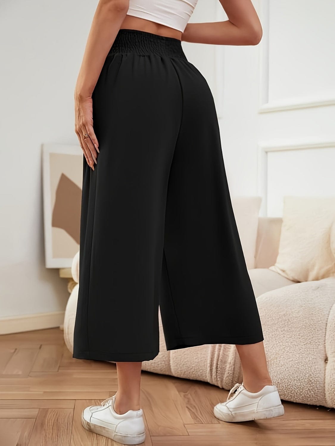 Elastic Waist Wide Leg Pants - Trendsi