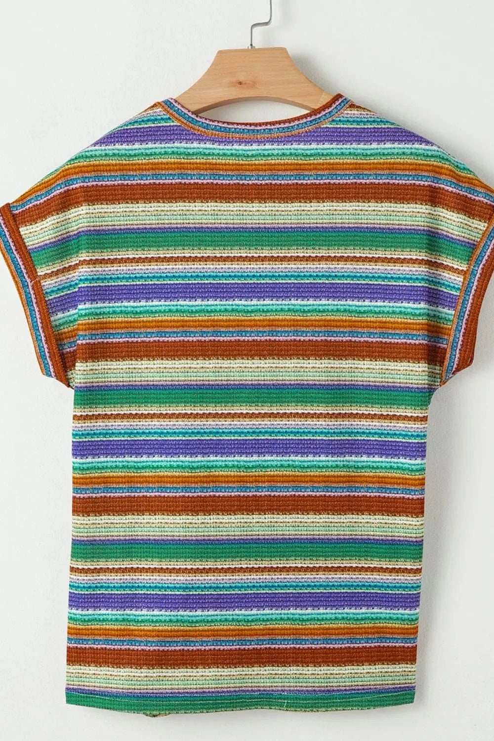 Multicolour Striped Twist Hem Cap Sleeve Top - Trendsi - Flyclothing LLC