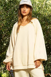 POL Back Cross Strap Detail Balloon Sleeve Sweatshirt - Trendsi