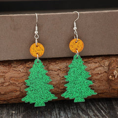 Glitter Acrylic Tree Shape Earrings - Trendsi