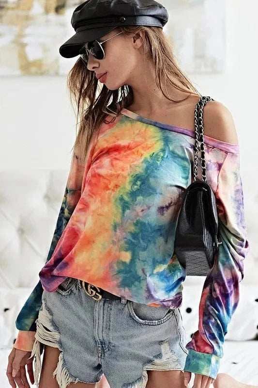 BiBi Tie Dye Soft Knit Jersey Top - Trendsi - Flyclothing LLC