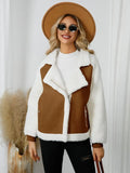 Pocketed Sherpa Zip Up Long Sleeve Jacket - Trendsi