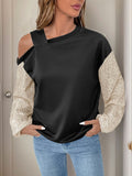 Perfee Sequin Asymmetrical Neck Long Sleeve Sweatshirt - Trendsi
