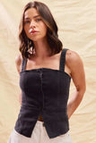 SO ME Button Down Sleeveless Game Day Fitted Denim Top - Trendsi - Flyclothing LLC