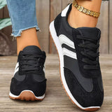 Striped Lace-Up Casual Sneakers - Trendsi - Flyclothing LLC