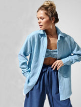 Textured Collared Neck Long Sleeve Shirt - Trendsi - Flyclothing LLC