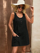 Decor Button Mini Tank Dress with Pockets - Trendsi - Flyclothing LLC