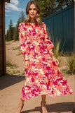 Printed Collared Neck Long Sleeve Dress - Trendsi - Flyclothing LLC