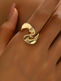 18K Gold-Plated Stainless Steel Geometric Ring - Trendsi - Flyclothing LLC