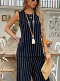 Striped Sleeveless Top and Pants Two-Piece Set - Trendsi