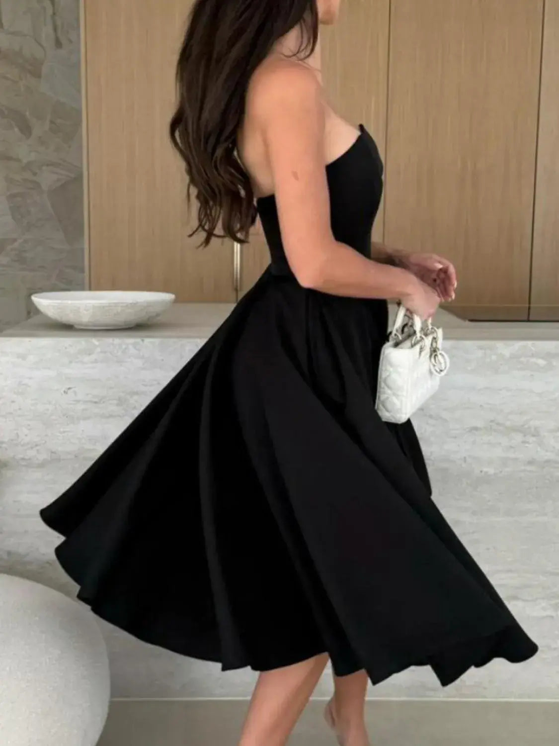 Solid Color Tube Midi Dress - Trendsi - Flyclothing LLC