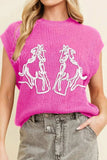 Western Horse Embroidered Round Neck Sweater - Trendsi - Flyclothing LLC