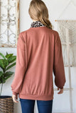 Heimish Full Size Leopard Quarter Zip Mock Neck Sweatshirt - Trendsi