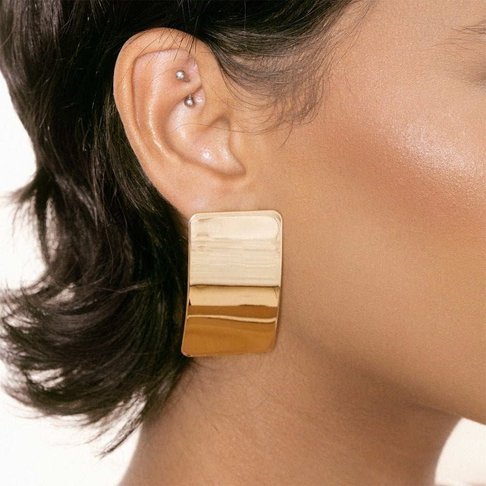 Stainless Steel Rectangle Earring - Trendsi