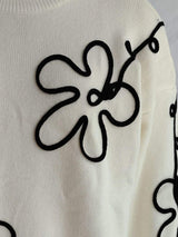 Flower Round Neck Long Sleeve Sweater - Trendsi - Flyclothing LLC