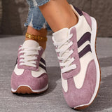 Striped Lace-Up Casual Sneakers - Trendsi - Flyclothing LLC