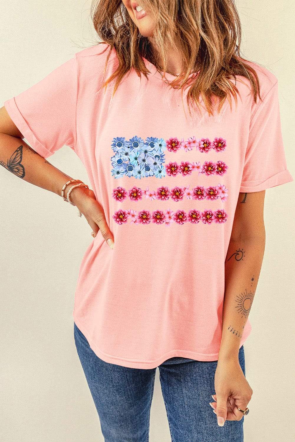 Graphic Round Neck Short Sleeve T-Shirt - Trendsi - Flyclothing LLC