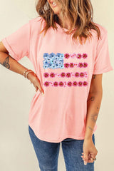 Graphic Round Neck Short Sleeve T-Shirt - Trendsi - Flyclothing LLC