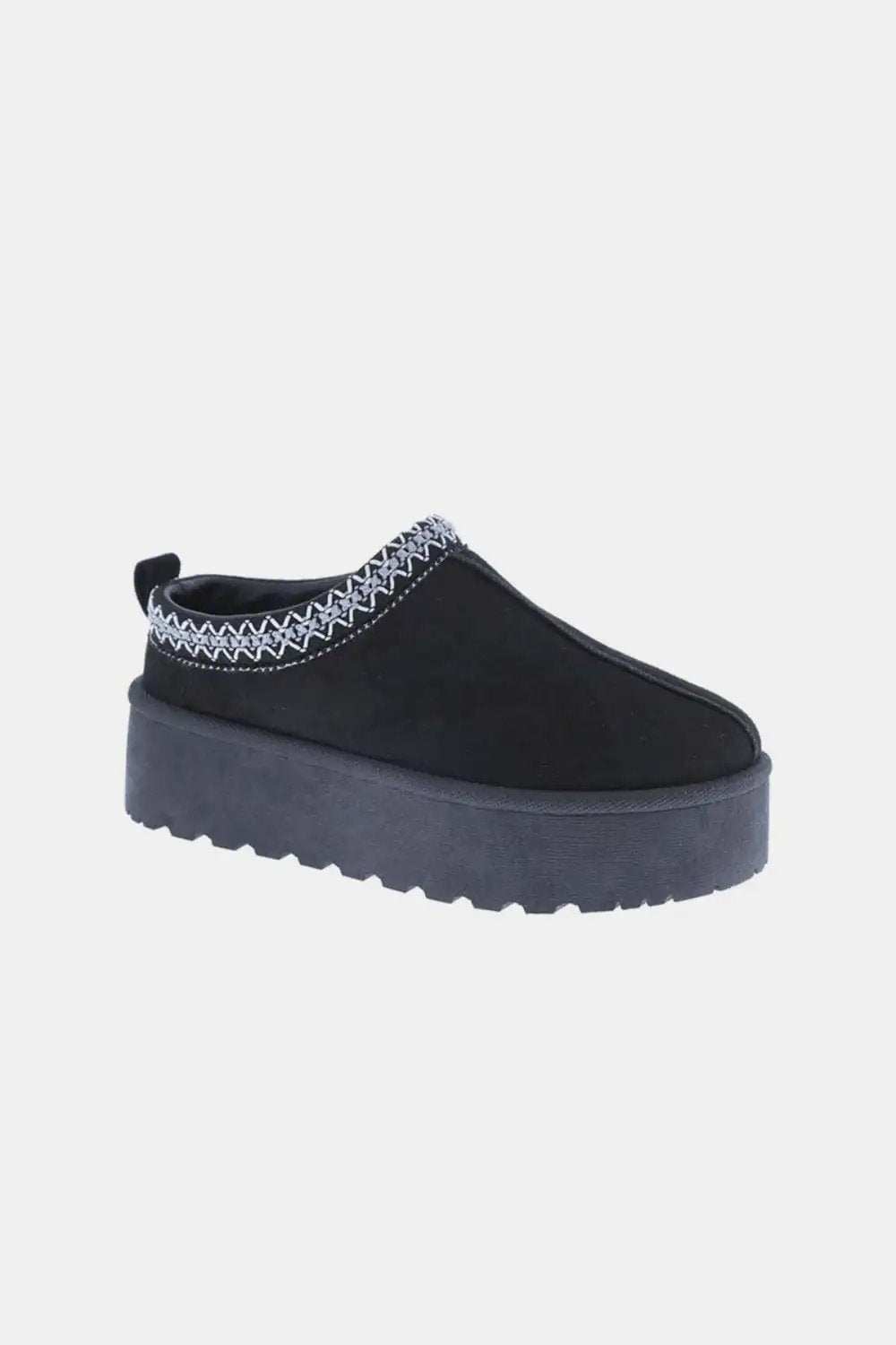 Weeboo Platform Embroidered Trim Slip-On Boots - Trendsi - Flyclothing LLC