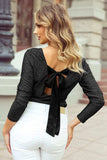 Bowknot V-Neck Long Sleeve Blouse - Trendsi - Flyclothing LLC