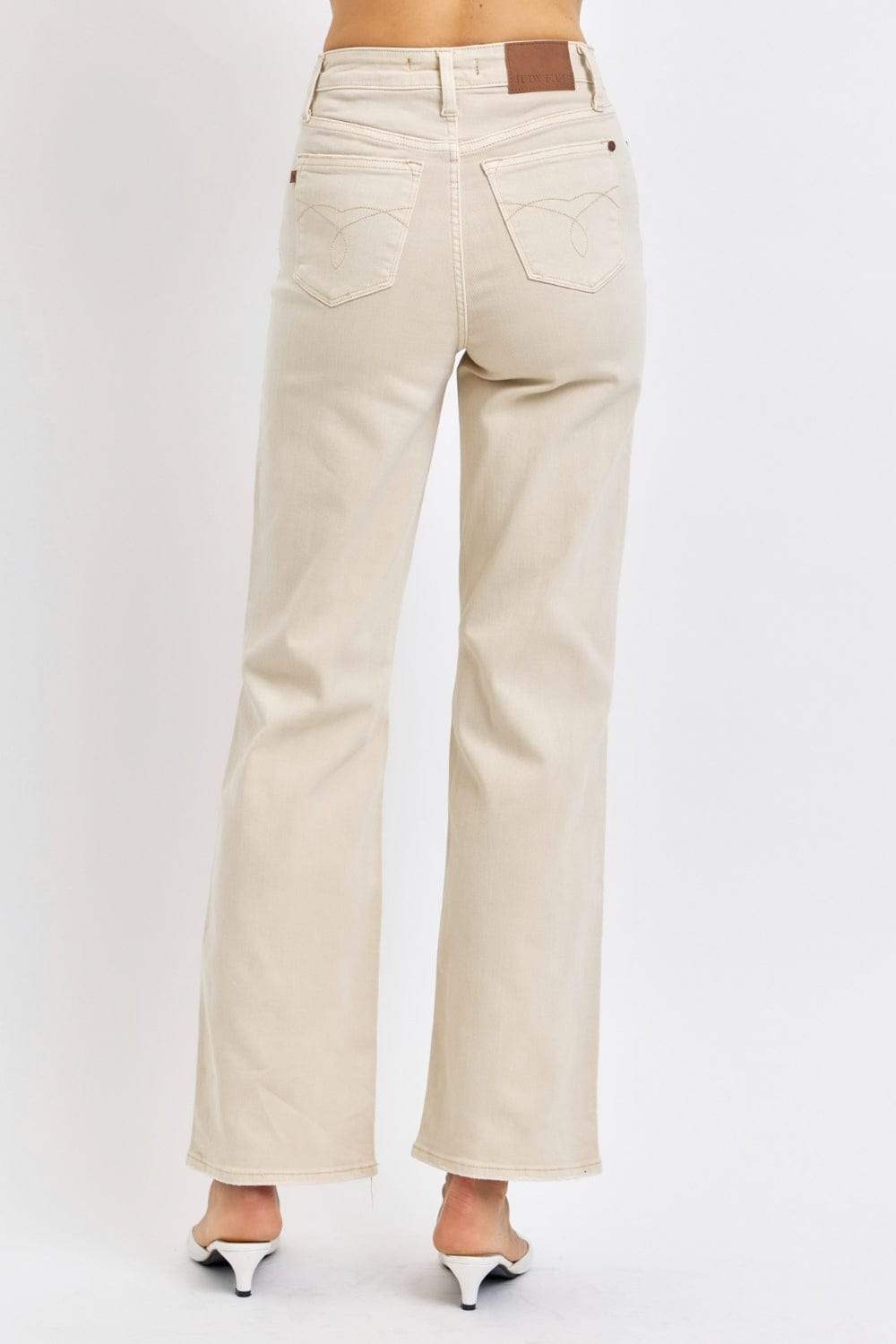 Judy Blue Full Size High Waist Distressed Wide Leg Jeans - Trendsi - Flyclothing LLC