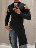 Men's Asymmetrical Mock Neck Cold Shoulder Top - Trendsi